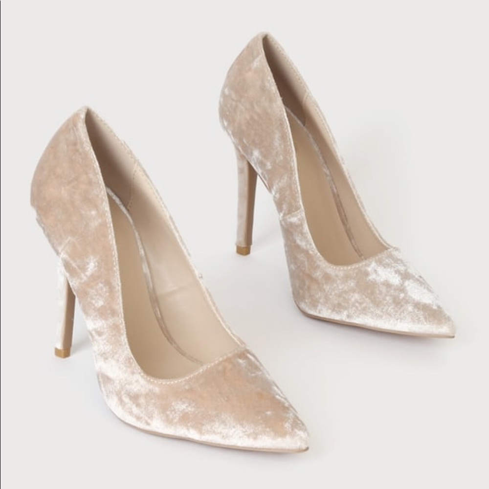 Qupid Crushed Velvet Heels - Picture 2 of 5